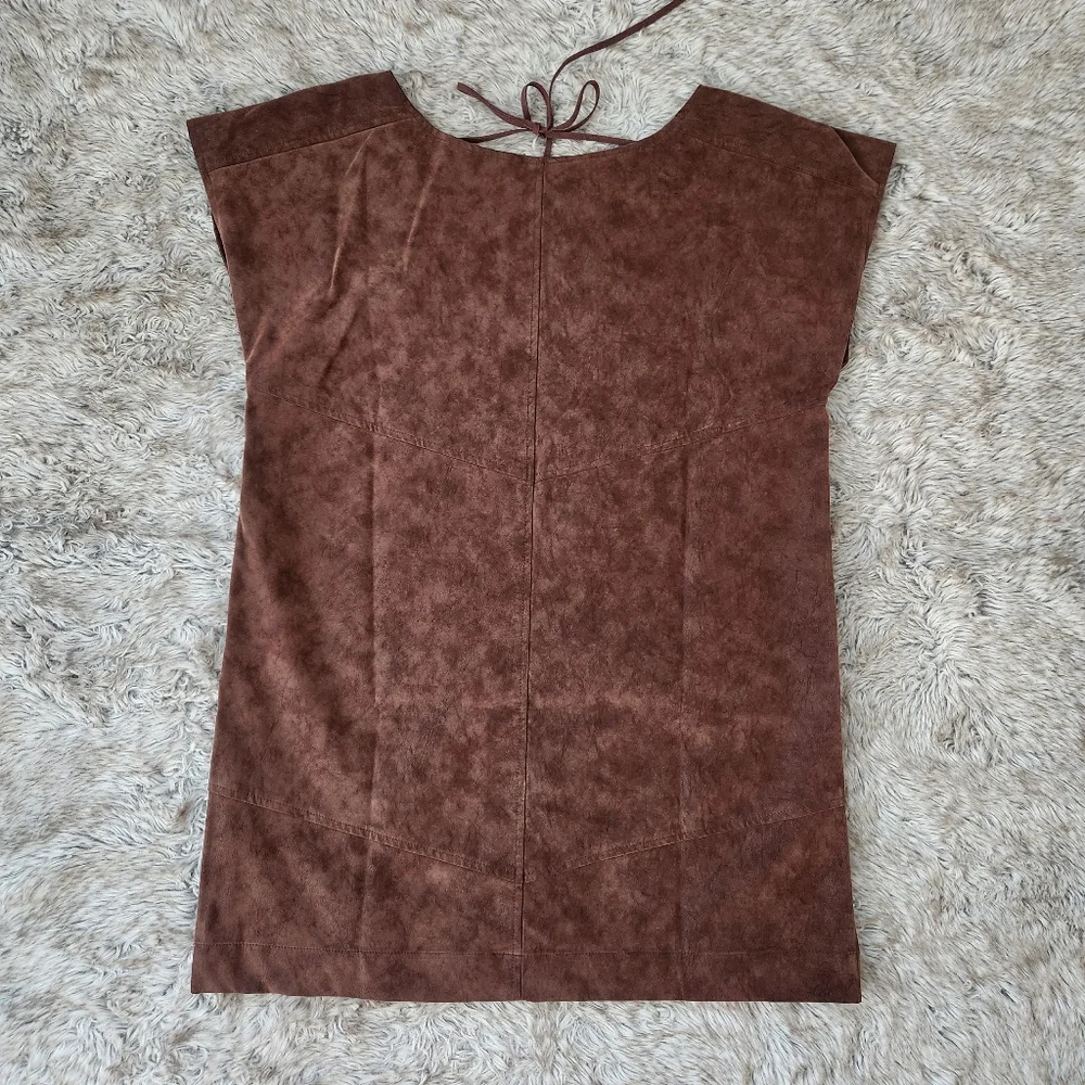 Free People Sawyer Faux Leather‎ Mini Dress Chicory Coffee Brown Women's Medium